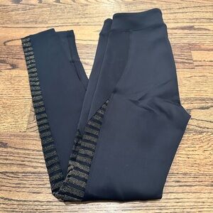 KORAL Black Leggings with Gold Stripes - like new